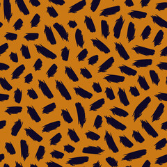 Animal skin print. Paint brush smears seamless pattern. Repeating brushstrokes, spots motif. Freehand design background. Handdrawn camouflage texture