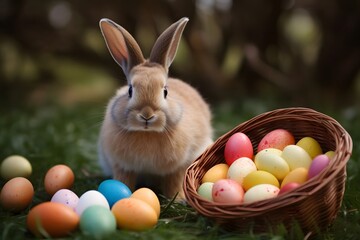 easter bunny with eggs
