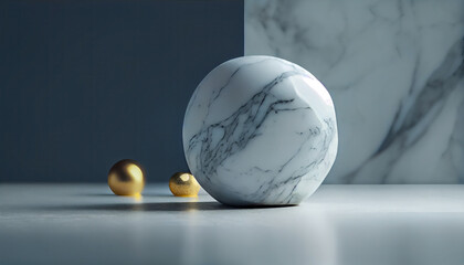 luxury white Marble box, block, cylinder podium green leaves in white marble background. concept scene stage showcase