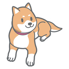 伏せをする柴犬のベクターイラスト