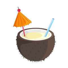 Sipping summer cocktail with umbrella