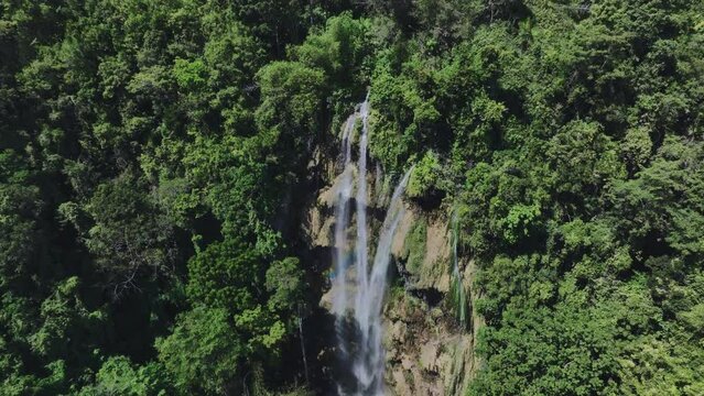 Tumalog Waterfall Among The Jungles Of Cebu Island, Aerial View