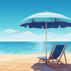 chaise lounge on the beach during a beautiful sunny day, AI, Generative, Generative AI