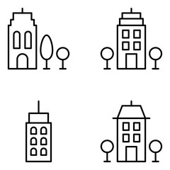 Buildings Vector Line Icons