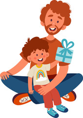 Father And Son With Gift