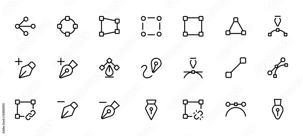 Wall mural design software tools interfaces pixel perfect icons editable stroke. graphic design pixel perfect w