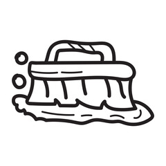 Doodle cleaning brush icon outline vector