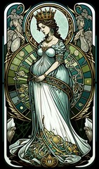 The Empress Tarot Card, Generative AI Tarot Card Depicting a Regal Pregnant Queen