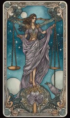 Justice Tarot Card, AI Generated Image of the Scales of Justice