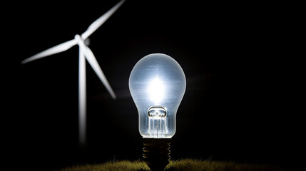 wind energy and light bulb wind power clean energy in nature ai generative