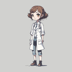 Cute doctor character in pastel colors anime cartoon style. Vector illustration