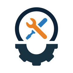 screwdriver, wrench, gear, maintenance tool icon