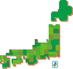 ロールプレイングゲームのマップ風　シンプルな日本地図