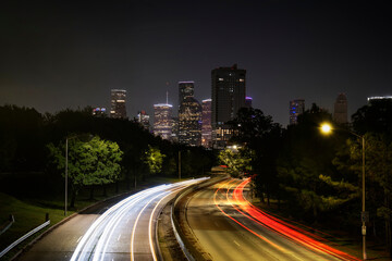 Fototapeta na wymiar Downtown Houston skyline at night