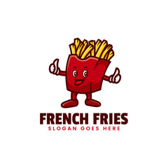 Vector Logo Illustration French Fries Mascot Cartoon Style.