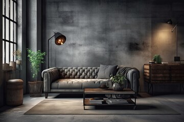 modern living room with a comfortable sofa and a stylish coffee table. Generative AI