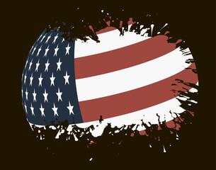Grunge USA Flag. American flag brush paint texture.Vector illustration