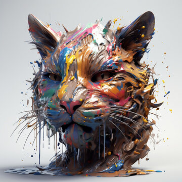 Roaring Cat Paint Splash Tattoo Design - Unique and Creative Artwork