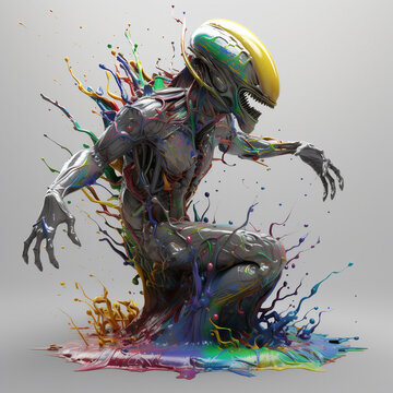 Out of this World: Unique Alien Paint Splash Tattoo Design