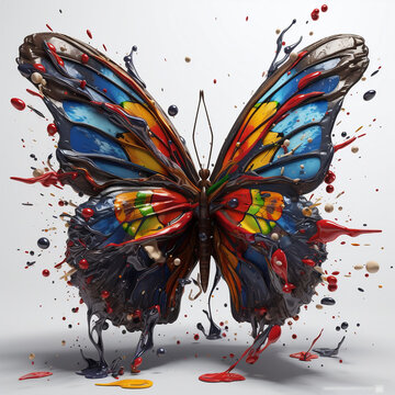 Colorful Butterfly Tattoo Design with Paint Splash Art