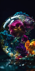 Fototapeta na wymiar flowers in bubble resin