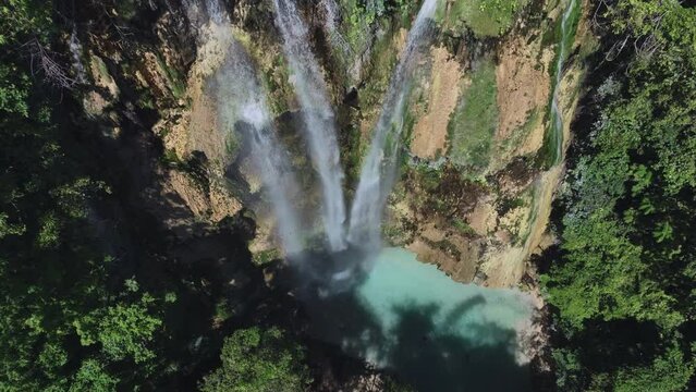 Tumalog Waterfall Among The Jungles Of Cebu Island, Aerial View