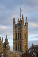 Fototapeta na wymiar Victoria Tower at the Palace of Westminster and the Houses of Parliament