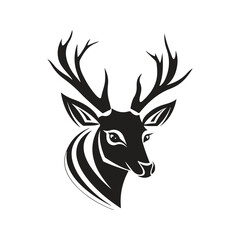 deer, logo concept black and white color, hand drawn illustration