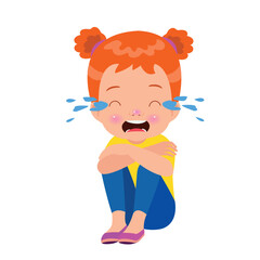 unhappy boy sitting with hands on knees