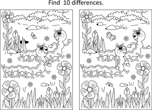 Difference game with caterpillars
