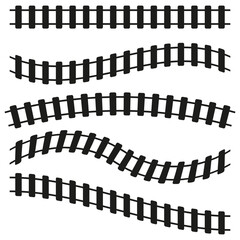 black railway parts. Construction line logo. Vector illustration.