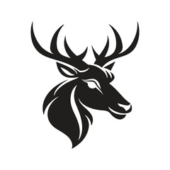 Naklejka premium deer, logo concept black and white color, hand drawn illustration