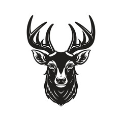 Naklejka premium deer, logo concept black and white color, hand drawn illustration