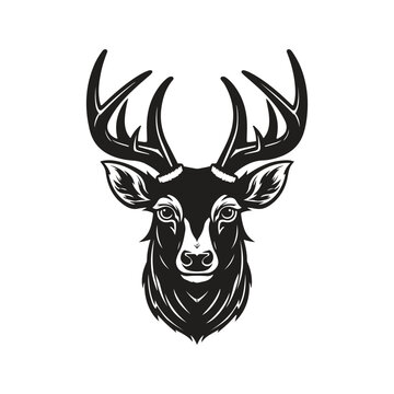 deer, logo concept black and white color, hand drawn illustration