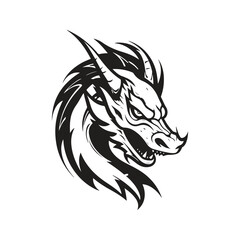 Obraz premium dragon, logo concept black and white color, hand drawn illustration