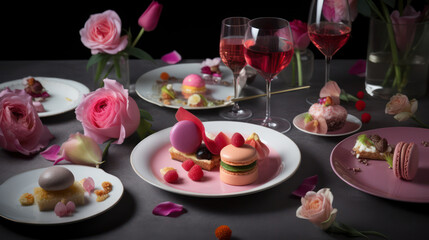 Delicate Decadence: A Selection of Exclusive and Elegant Girly Food, Generative AI