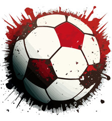 Soccer Ball With red Ink Splashes