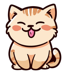 Cute kawaii funny cat with its tongue out