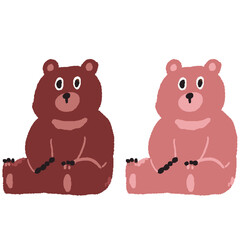 手描き風クマのイラスト(2色)