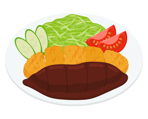味噌かつのイラスト