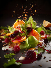 Citrus and berry fruit salad 4k food photography 
