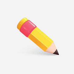 Realistic 3d yellow wooden pencil. Vector