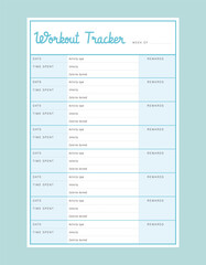 Workout tracker planner. 