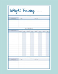 Weight Training Planner. 