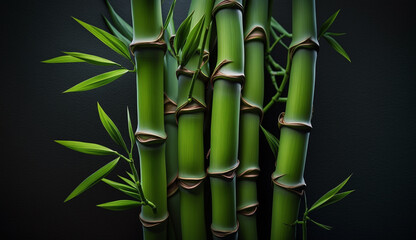 Fototapeta na wymiar Nature growth a bamboo branch sprouts fresh green generated by AI