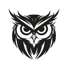 owl, logo concept black and white color, hand drawn illustration
