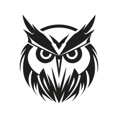 Obraz premium owl, logo concept black and white color, hand drawn illustration