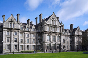 Dublin, Ireland - March 2023:  Trinity College, University of Dublin, view of the old central campus