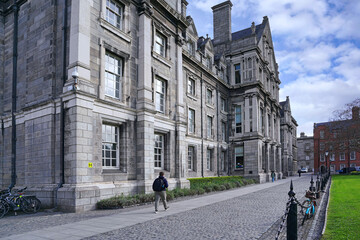 Fototapeta premium Dublin, Ireland - March 2023: Trinity College, University of Dublin, view of the old central campus