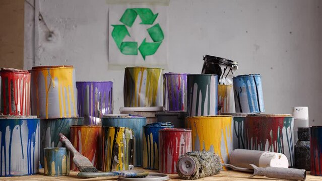 Paint Recycling. Empty Paint Cans Disposal. Paint Waste Management. Oil-based enamel, lacquer, shellac and varnish - contains solvents
